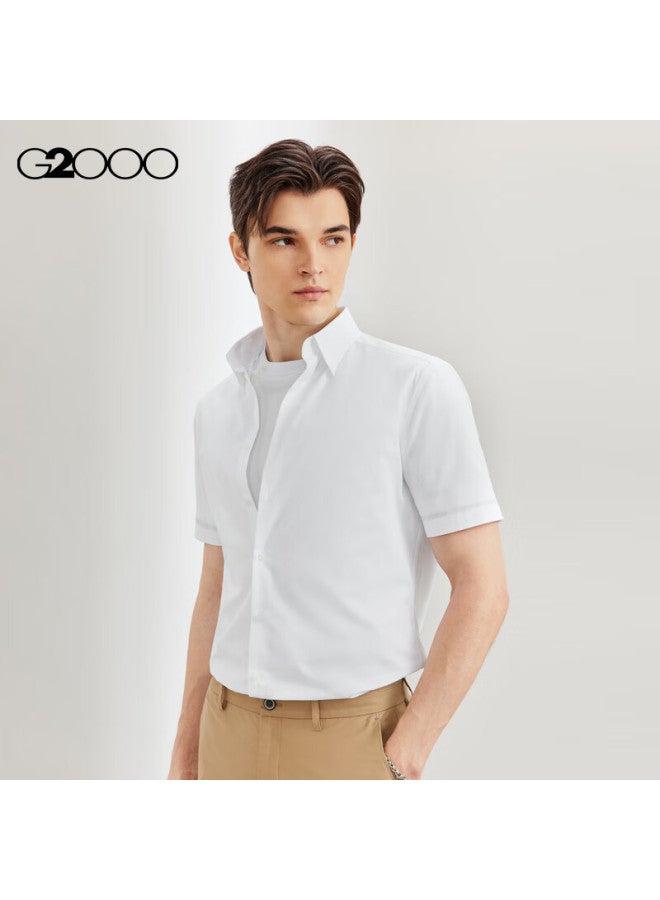 G2000 Men's Cotton Blend Skin-friendly Comfort Short Sleeve Shirt 41131942g2 White 07 - Image 2