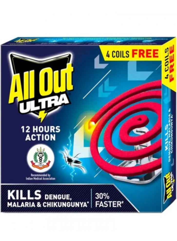 All Out All Out Ultra 12 Hour Action Mosquito Coil 14 Coils (10+4 Free), 1 Stand - Image 1