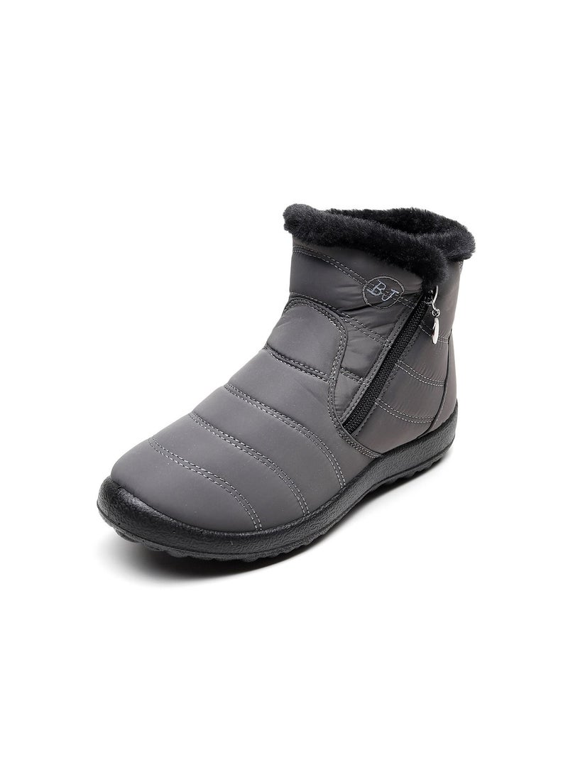 Bj Women Thick Plush Waterproof Side Zipper Side Zipper Grey - Image 2