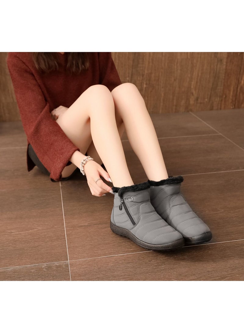 Bj Women Thick Plush Waterproof Side Zipper Side Zipper Grey - Image 3