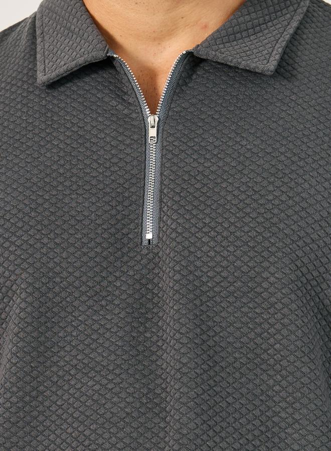 Styli Styli Textured Relaxed Fit Polo T-Shirt and Shorts Co-Ords  - Image 3
