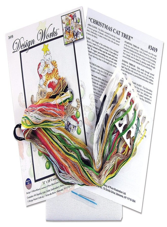 Design Works Christmas Cat Tree Counted Cross Stitch Kit, 12" x 12", Multicolored - Image 3