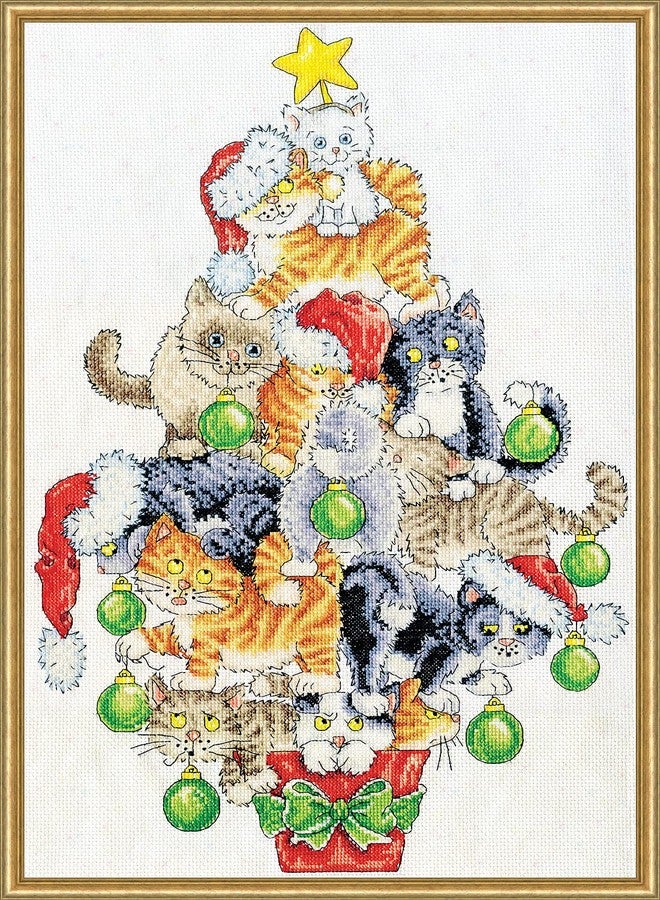 Design Works Christmas Cat Tree Counted Cross Stitch Kit, 12" x 12", Multicolored - Image 1