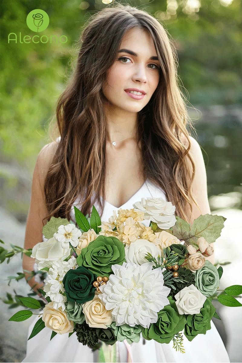 Alecono أليكونو زهور خضراء صناعية - Image 2