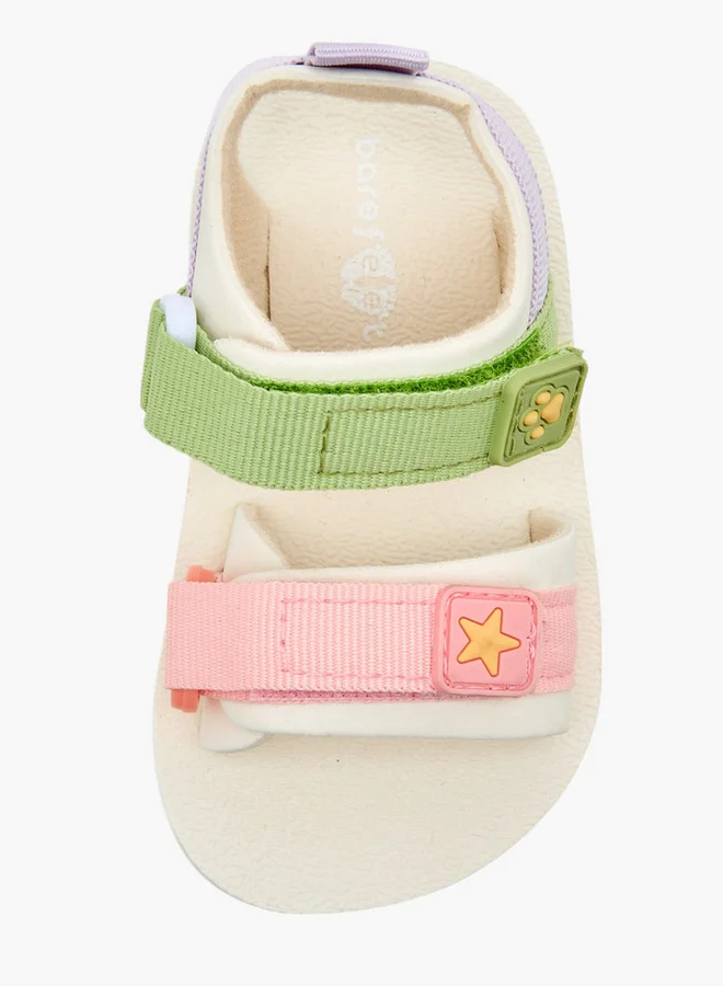 Barefeet Logo Print Booties with Hook and Loop Closure