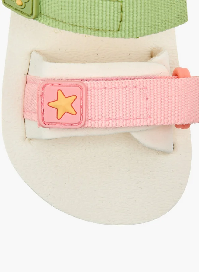 Barefeet Logo Print Booties with Hook and Loop Closure