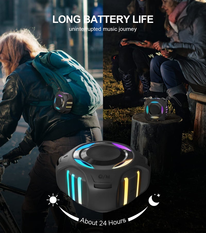 comiso Waterproof Speaker with Robust Bass, Shower Speaker with Dynamic Light, TWS Mode, Loud HD Sound, IP67 Waterproof, 2000mAh, Portable Wireless Speakers for Home, Outdoor/Kayak, Gift for Unisex. - Image 4