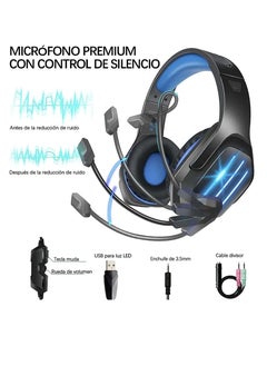 Generic PC Gaming Headphones with Microphone and LED light , USB cable for Xbox 360 / PS3 / PS4 / PC Computer Laptop/Mobile Phones , Noise Cancelling Microphone - Gaming Quality  - Image 2