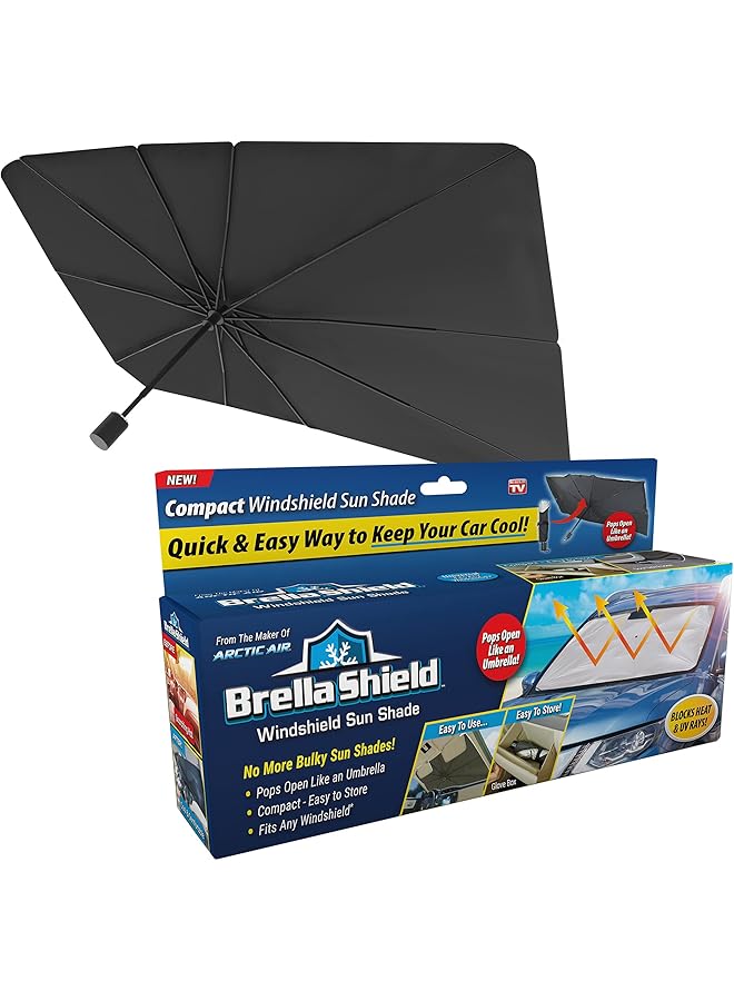 Ontel Brella Shield Windshield Sun Shade By Arctic Air, Compact Design Pops Open Like An Umbrella And Fits Cars, Trucks & Suvs - One-Size (31X57) - As Seen On Tv - Image 1