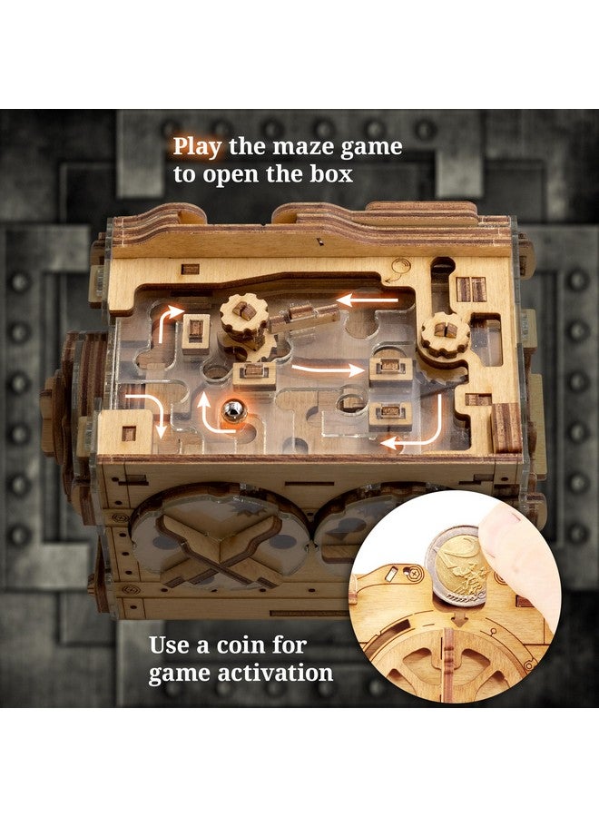 آيدفنتشر صندوق الألغاز النقدية Marble Run Safe A-Maze-Ing - عبوة هدايا صعبة - لغز ثلاثي الأبعاد للبالغين - لعبة غرفة الهروب - لغز ذهني - أداة هدايا عيد ميلاد للرجال والنساء - صندوق الكنز - Image 3