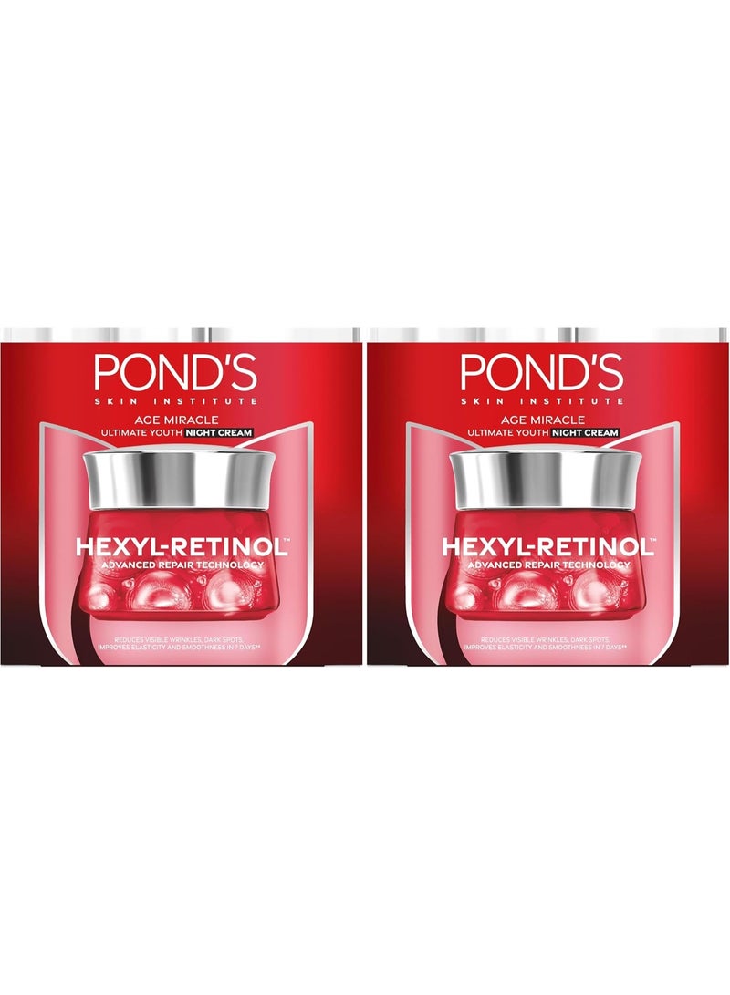 POND'S Age Miracle Ultimate Youth Night Face Cream with Hexyl Retinol, 50g (Pack of 2)