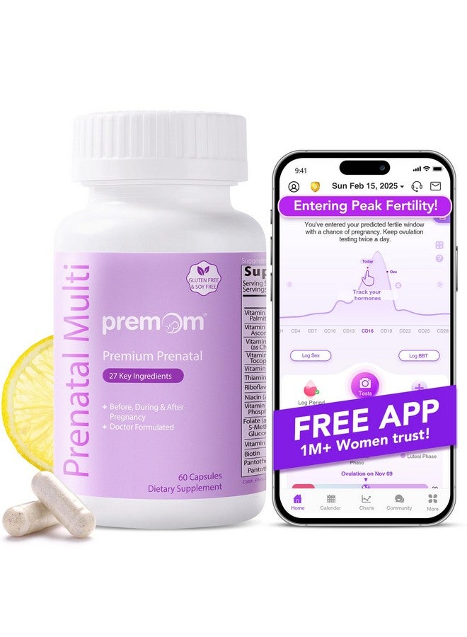 Premom فيتامينات بريموما قبل الولادة للنساء - مكملات متعددة الفيتامينات للحمل: 27 عنصر غذائي، تشمل ميثيل فولات + كولين + حديد، مكونات قابلة للتتبع، مكملات الخصوبة للنساء، نباتية، غير معدلة وراثيًا - Image 1