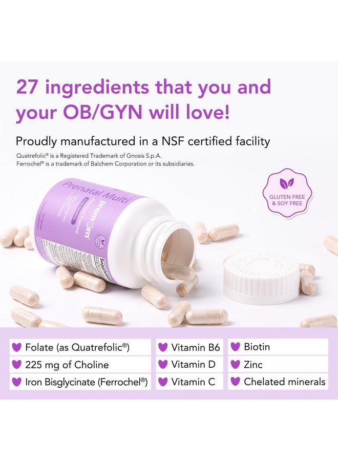 Premom فيتامينات بريموما قبل الولادة للنساء - مكملات متعددة الفيتامينات للحمل: 27 عنصر غذائي، تشمل ميثيل فولات + كولين + حديد، مكونات قابلة للتتبع، مكملات الخصوبة للنساء، نباتية، غير معدلة وراثيًا - Image 3