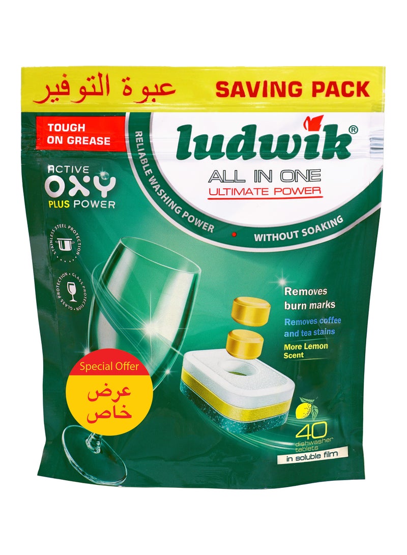 All in one dishwasher tablets 40 pcs lemon