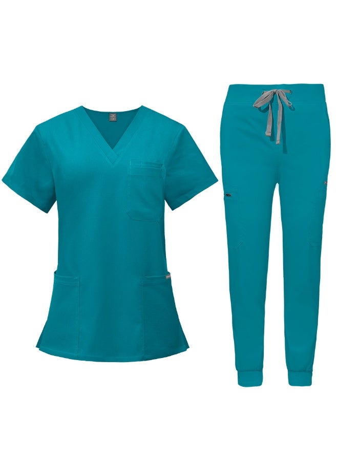 NIBEMINENT Beauty Spa Salon Clothes Doctor Nursing Uniforms Medical Scrubs Set V-neck Tops Pants Clinical Nurse Surgery Uniform - Image 1