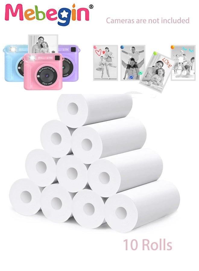 MEBEGIN 10 Rolls Kids Camera Print Paper Refill, Kids Instant Print Camera Photo Papers, 57x 25mm Thermal Paper Rolls, Compatible with Most Children Instant Print Camera, HD Printing, BPA Free - Image 1