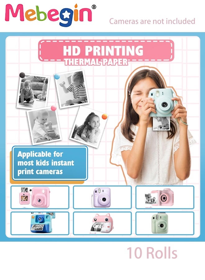 MEBEGIN 10 Rolls Kids Camera Print Paper Refill, Kids Instant Print Camera Photo Papers, 57x 25mm Thermal Paper Rolls, Compatible with Most Children Instant Print Camera, HD Printing, BPA Free - Image 3