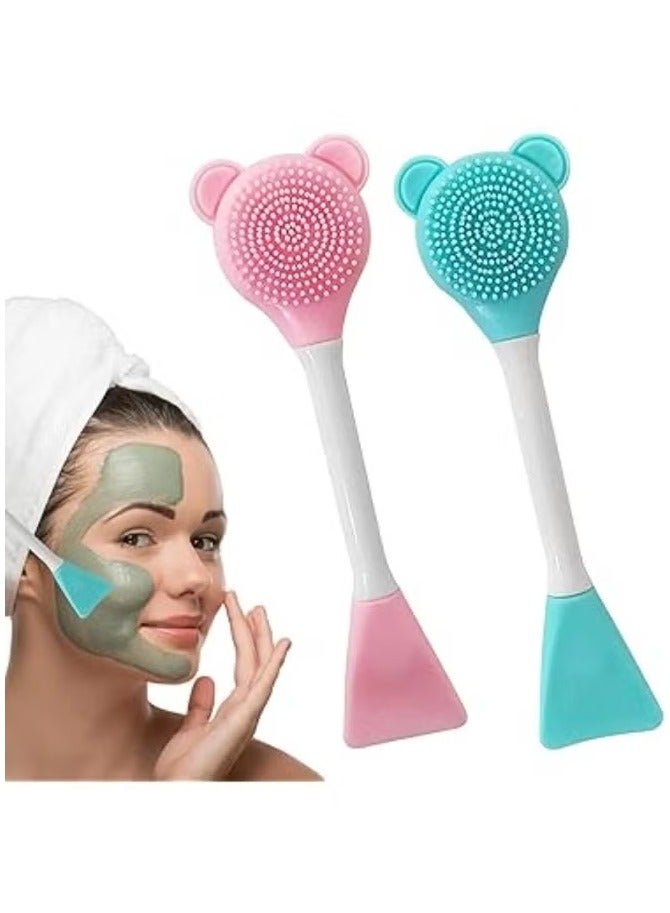 Double-Sided Silicone Face Brush for Cleansing and Mask Application – 2-in-1 Gentle Deep Exfoliating Manual Brush – Flexible Skincare Tool (1 Piece)-color may vary - Image 2