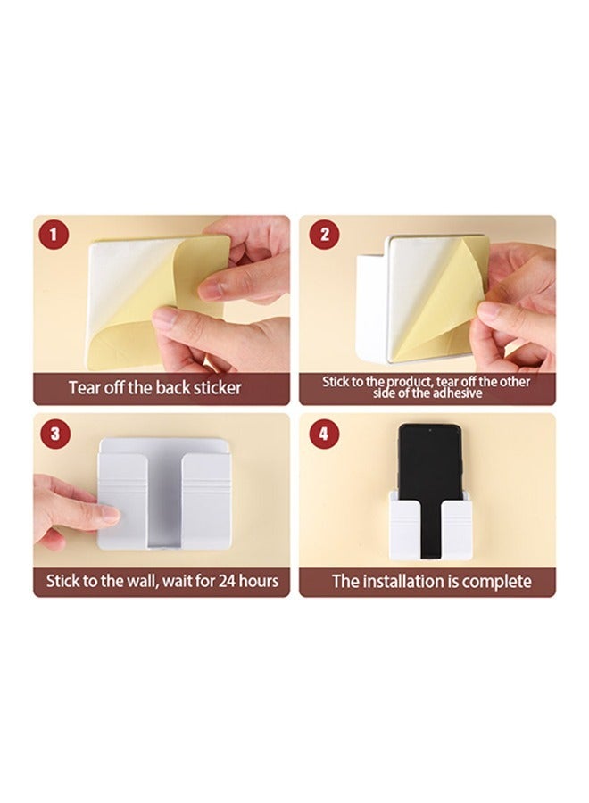 صندوق شحن للهاتف المحمول مثبت على الحائط 8 قطع خالٍ من الثقوب ، رف وضع لاصق بجانب السرير ، صندوق تخزين الملحقات ، دعامة للتعليق على الحائط (أبيض) - Image 5