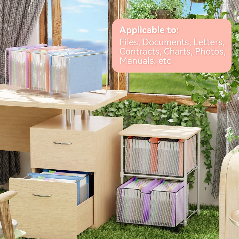 ANSOOK Hanging File Folders Letter Size,7 Pockets Expandable Accordion File Folder Organizer,3 Pack Extra Capacity File Folders Hanging with Tabs,Wheat Straw File Cabniet Folders for Office School - Image 5