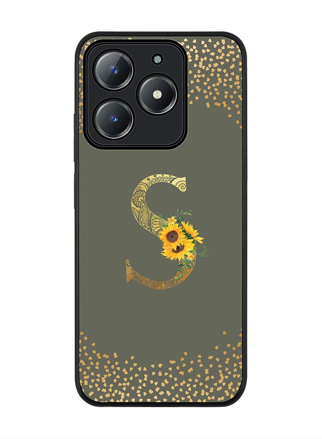 Stylizedd For Realme C63 / Realme C61 4G Case,Slim fit Camera Protection, Shockproof Thin Phone cover  - Custom Floral Monogram - S  (Olive Green ) - Image 1
