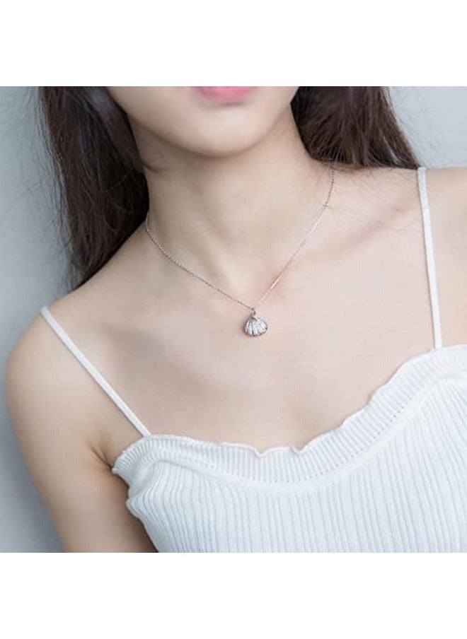 MEENAZ - MEENAZ Pendant For Girls Women Ladies girlfriend Wife Moti Shell Pearl Necklace locket long chain Rose gold Shell Necklace diamond ad cz Pendants chains western Valentine gifts Birthday lovers -356 - Image 1