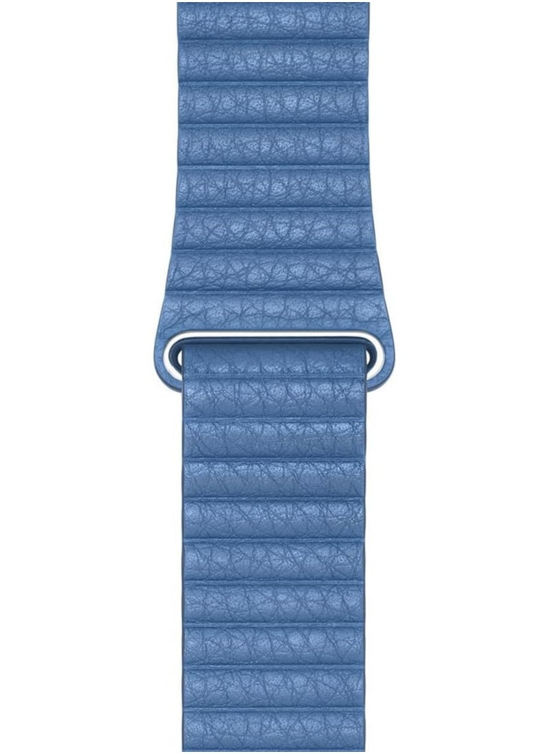 FITIT FITIT Leather Link Band Compatible with Apple Watch 40mm 41mm iWatch Series 3 and Above, with Stainless Steel Adjustable Wrist Replacement, Blue  - Image 3