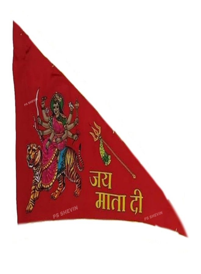 PS SHEVIN PS Jai Mata Di Jhanda Mata Rani Red Jhanda for Home Temple Dhwaja Dhwaj, Mandir,Triangle Outdoor/indoor 1 Piece Pack |JM42.04.149 - Image 1