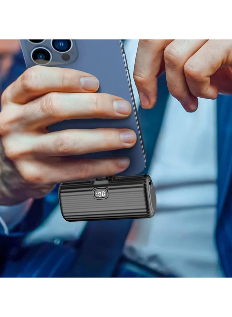 Green Lion Pocket Mini Power Bank With Lightning Connector, 5000mAh, Foldable Stand, Digital Display, For iPhone 14/13/12/11/X/XR/8/7/6/SE/ Airpods/ iPad - Black - Image 4