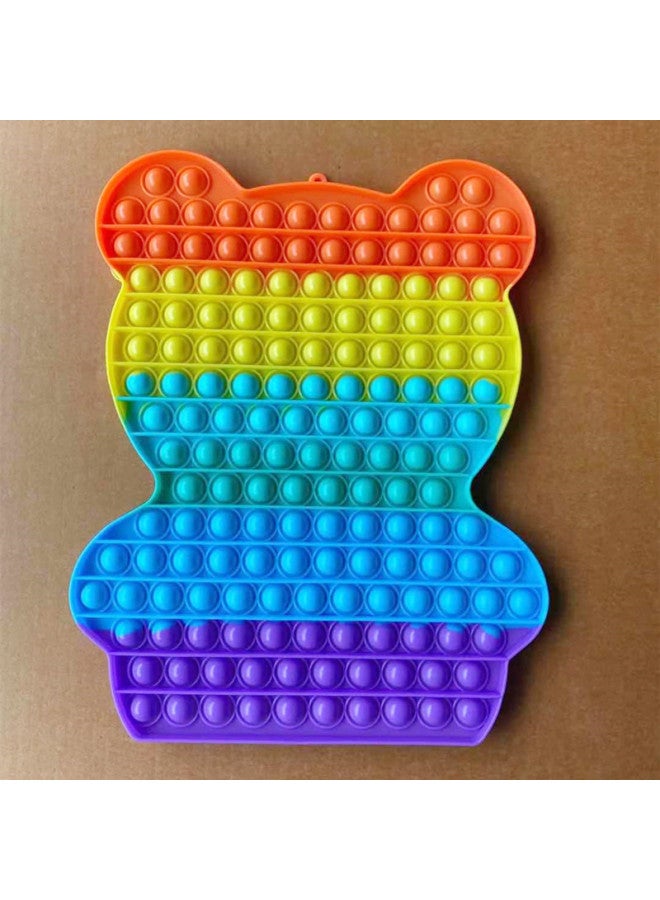 HOT30cm Rodent Pioneer A Variety Of Color Educational Toys Silicone Press Plate Parent-child Emotional Ability Training-Color:Bear Rainbow Color  - Image 1