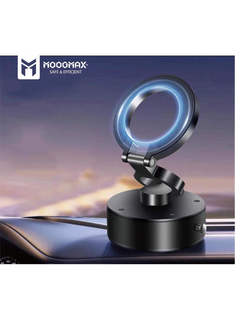MOOG MAX MagSafe Magnetic Car Phone Holder works with Suction, 360 degree rotatable head magnet, Magnet Mount Anywhere, Magnetic Holder works with Charging Up to a week. Black - Image 4