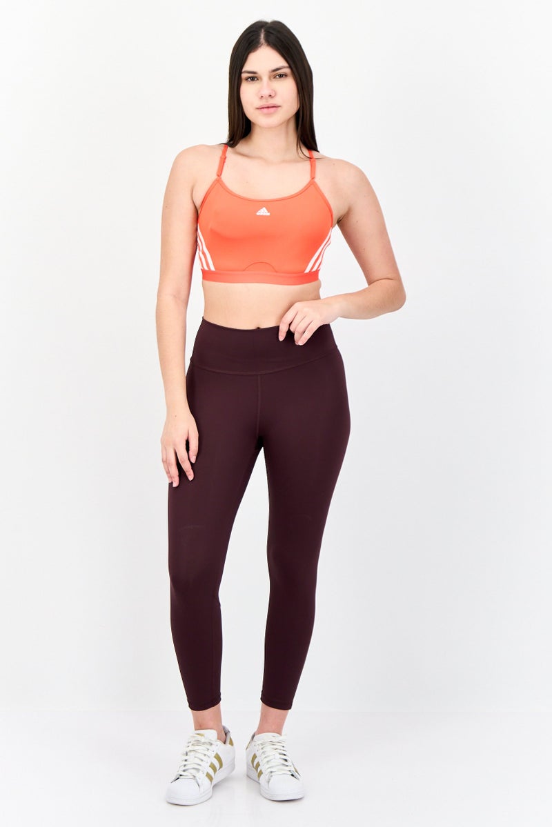 Adidas Women Brand Logo Padded Aeroreact Light Support Sports Bra, Red - Image 4