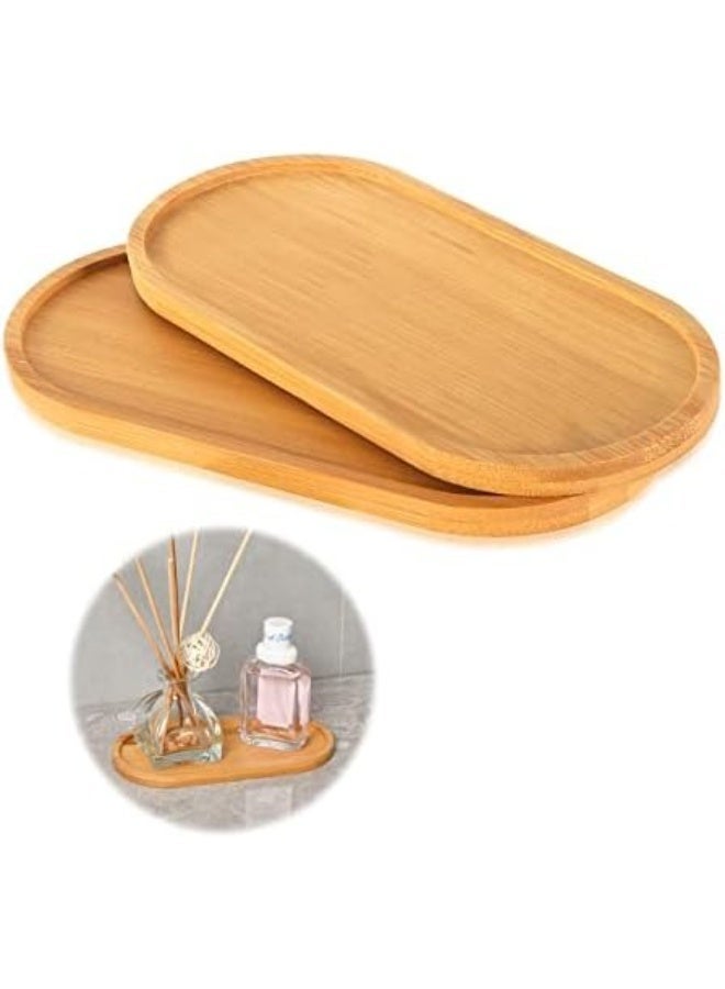 zoba Oval Bamboo Serving Trays, Small Wooden Kitchen Tray for Cakes, Holiday Snacks, and Coffee - 2 Pieces - Image 3