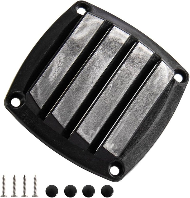 Black Louvered Vent Replacement Square Outlet Cover for RV Yacht Marine Ventilation Ducting - Image 2