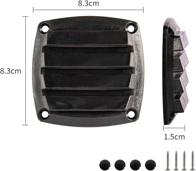 Black Louvered Vent Replacement Square Outlet Cover for RV Yacht Marine Ventilation Ducting - Image 3