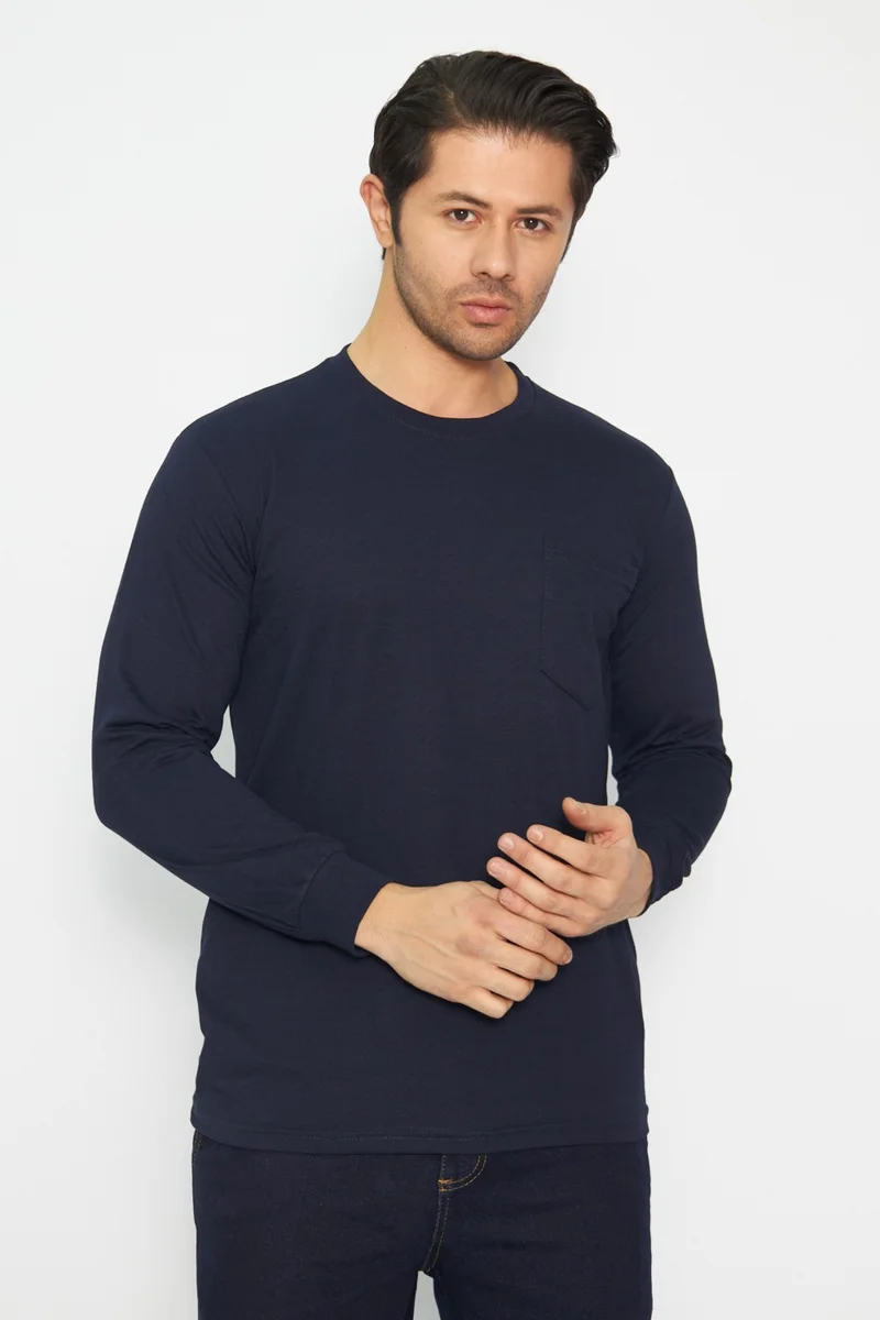 Orange Safety Sweat T-Shirt Crew Neck Winter Long Sleeve