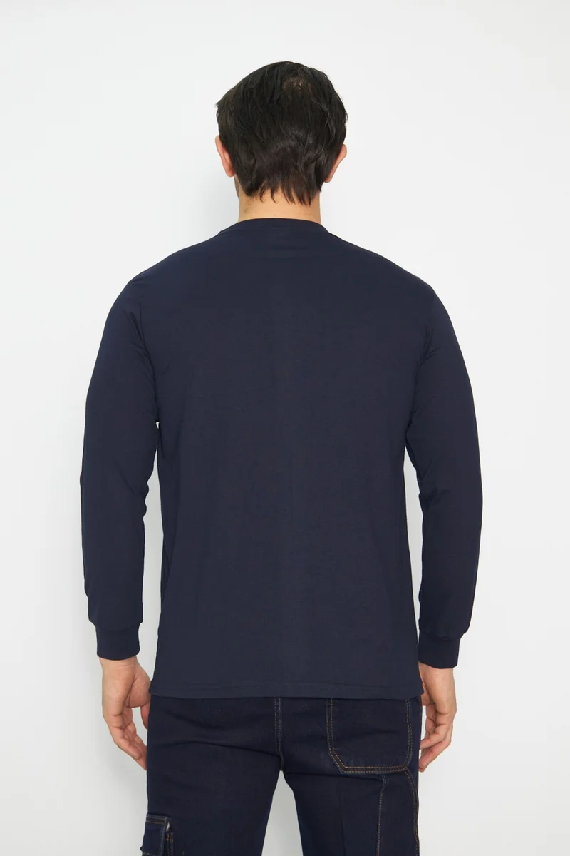 Orange Safety Sweat T-Shirt Crew Neck Winter Long Sleeve