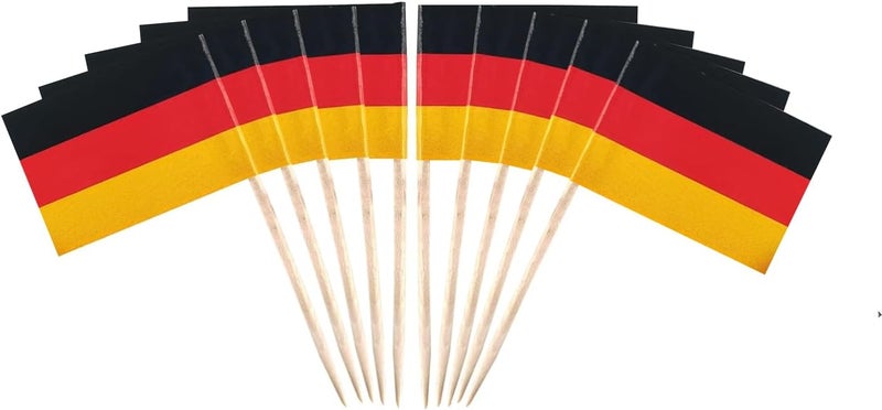 CYPS 100 Pcs Germany Flag German Toothpick Flags, Small Mini Stick Cupcake Toppers German Flags,Country Picks Party Decoration Celebration Cocktail Food Bar Cake Flags