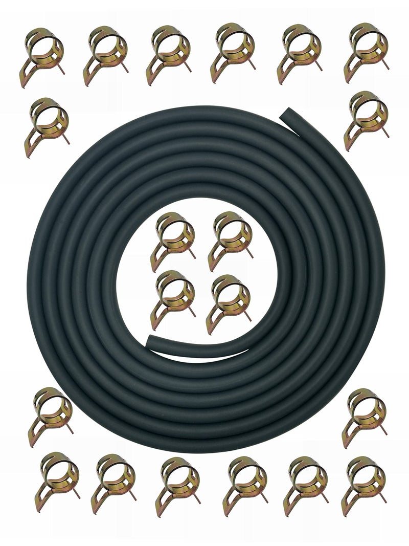YAMAKATO 10 Feet 3/16 Inch ID Fuel Line for Kawasaki Kohler Briggs & Stratton Honda Predator Champion Generac Small Engines Mini Bike ATV Generator w/ 20 Clamps - Image 1