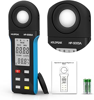 H HOLDPEAK H HOLDPEAK Digital Light Meter, 1-400000Lux Illuminance Meter with Large LCD Screen Handheld Ambient Temperature  - Image 1