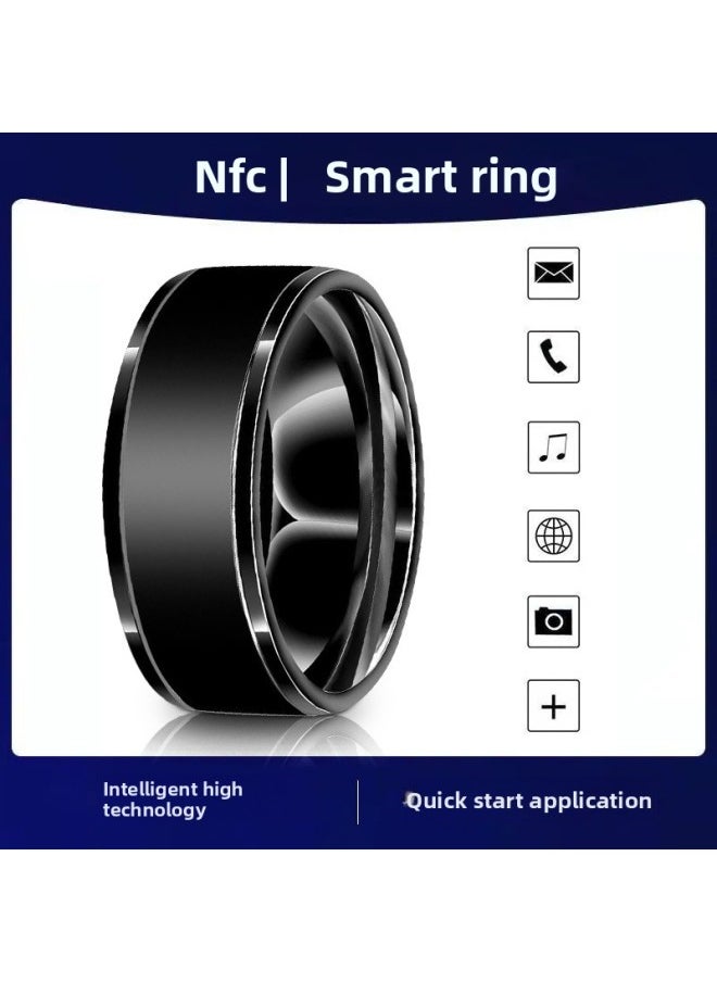 NFC Ring Solar Energy Multifunctional Android Temperature Magic Ring TikTok Internet Celebrity Same Smart Fashion Ins Waterproof-Colour:Nfc Smart Black Size 12 Finger Circumference 67.2mm  - Image 2