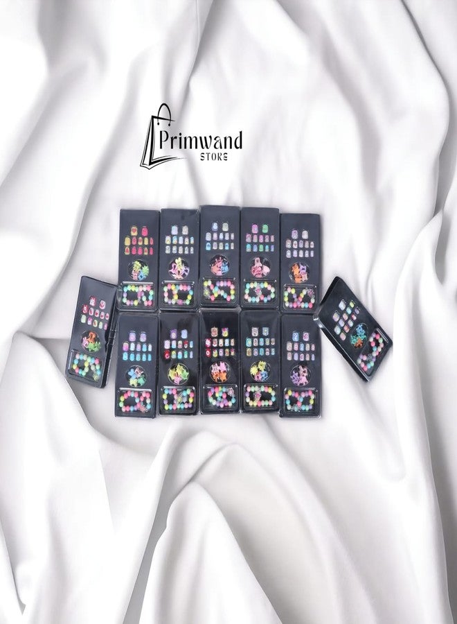 Primwand مجموعة بريمواند لتزيين أظافر الأطفال - أظافر لاصقة لطيفة، سوار خرز ملون، ومشابك شعر - مجموعة أزياء ممتعة للفتيات - سهلة الاستخدام - Image 5