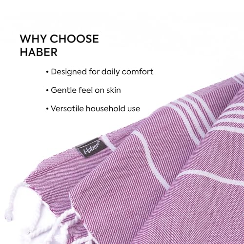 HABER Extra Large 100% Cotton Bath Towel, Size 94 X 178 cm, Quick Absorption and Faster Drying Towel – Ideal for Bath, Beach, Travel, Pool, Yoga (Pack of 1, XL Size, Purple) - Image 2