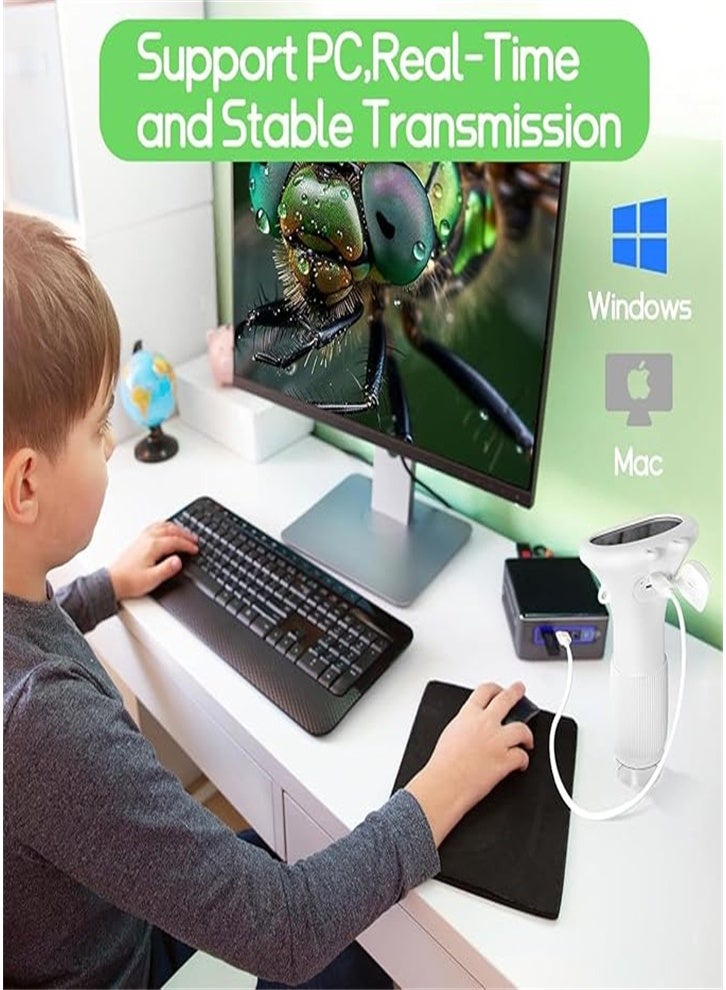 Children's Microscope Bag Microscope - 1000x Portable Microscope | Photo and Video Mini Microscope | 2-inch Digital Scientist Microscope Children over 3 years old (white) - Image 4