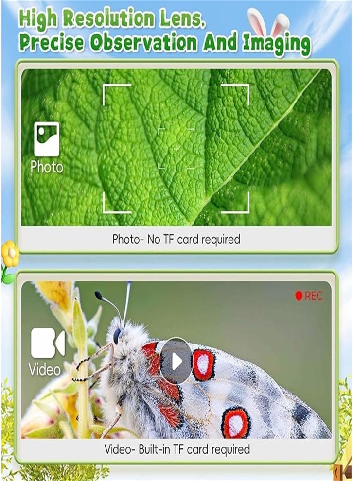 Children's Microscope Bag Microscope - 1000x Portable Microscope | Photo and Video Mini Microscope | 2-inch Digital Scientist Microscope Children over 3 years old (white) - Image 2