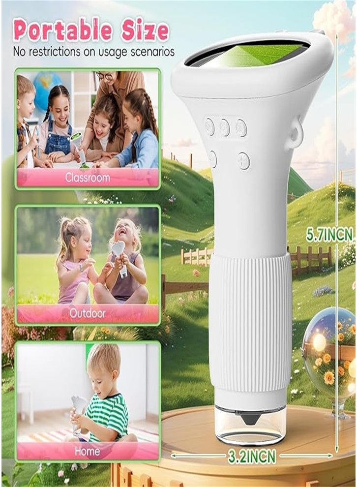 Children's Microscope Bag Microscope - 1000x Portable Microscope | Photo and Video Mini Microscope | 2-inch Digital Scientist Microscope Children over 3 years old (white) - Image 5