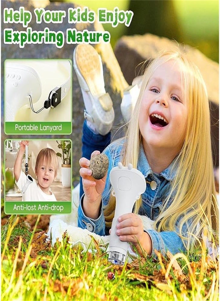 Children's Microscope Bag Microscope - 1000x Portable Microscope | Photo and Video Mini Microscope | 2-inch Digital Scientist Microscope Children over 3 years old (white) - Image 3