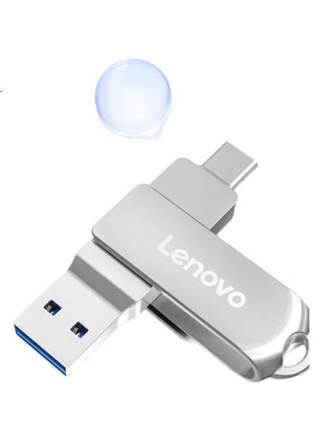 Lenovo Lenovo 32Gb Phone Usb Flash Drive, Type-C Usb3.2 Dual Interface Rotating Flash Drive, Durable Metal, Essential For Business And Office, Ss360 Series Silver - Image 3
