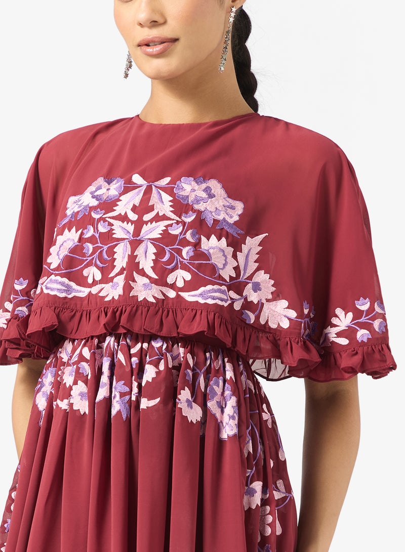 Frock and Frill Mesh Detailed Embellished Dress - Image 3