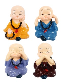 Decoration Homey Decoration Homey Earthenware Colorful 4 Musician Monks Buddha Figurines Showpiece Set Multicolour 277 x 244 Inches  - Image 1